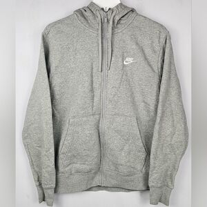 Nike Men's Club Fleece Full-Zip Hoodie Grey/White BV2645-063 MEDIUM‎